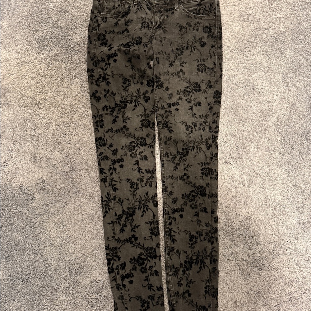 &Denim By H&M Velour Flowers Black Skinny Denim Jeans Women 29x32